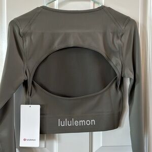 NWT Lululemon Everlux cropped logo  long sleeve top